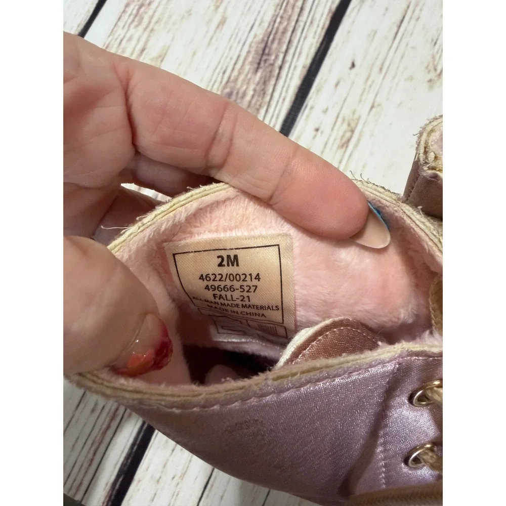 Outwoods Kids Pink Satin Faux Fur Lined Duck Boots Cream Shell Size 2M